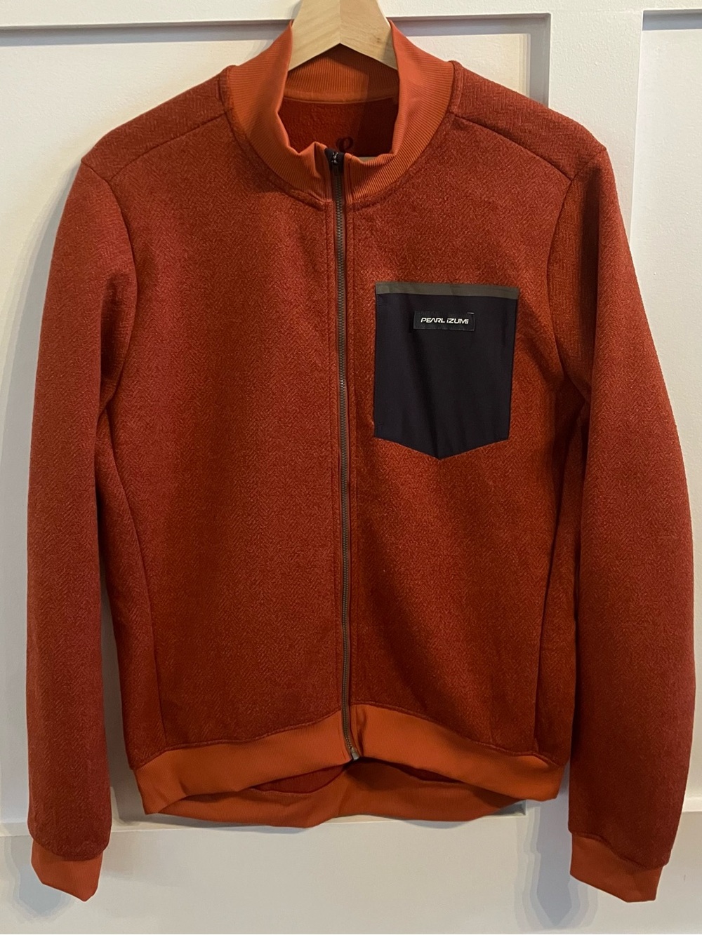 Pearl Izumi Men’s Rust Orange Zip-Up Expedition Thermal Fleece Jersey